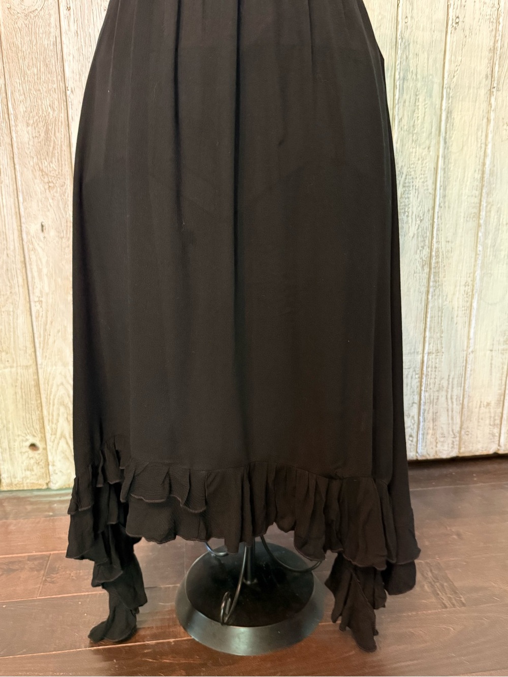 La Miel Black Lace-Front Midi Dress with Spaghetti Straps - Picture 6 of 13
